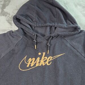 Nike Women's Hoodie Dress‎ Black Gold Logo Sweatshirt Athleisure Small S